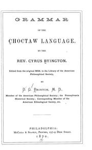 Cover of: Grammar of the Choctaw language