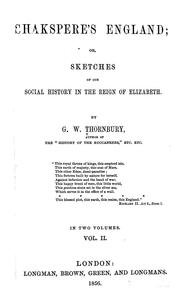 Cover of: Shakespere's England by Thornbury, Walter