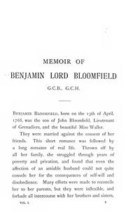 Cover of: Memoir of Benjamin, Lord Bloomfield.