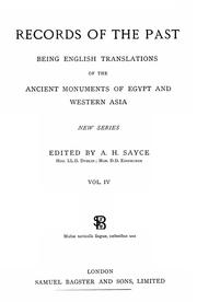 Cover of: Records of the past: being English translations of the ancient monuments of Egypt and western Asia.