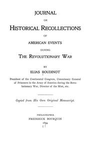 Cover of: Journal or historical recollections of American events during the revolutionary war