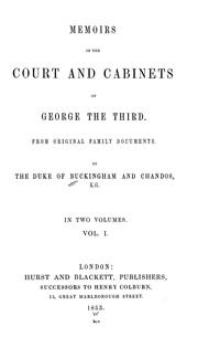 Cover of: Memoirs of the court and cabinets of George the Third by Richard Plantagenet Temple Nugent Brydges Chandos Grenville Duke of Buckingham and Chandos