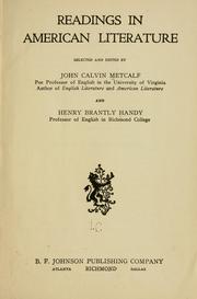 Readings in American literature by John Calvin Metcalf