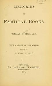 Cover of: Memories of familiar books. by William B. Reed