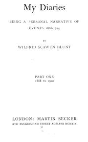 Cover of: My diaries by Wilfrid Scawen Blunt