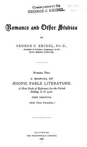 Cover of: Romance and other studies by George C. Keidel