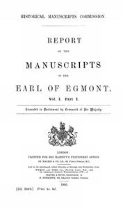 Report on the manuscripts of the Earl of Egmont by Great Britain. Royal Commission on Historical Manuscripts