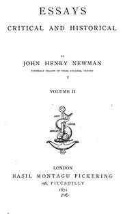 Cover of: Essays, critical and historical | John Henry Newman