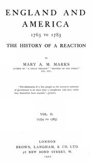 Cover of: England and America, 1763 to 1783 by Mary A. M. Marks