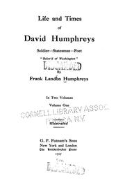 Cover of: Life and times of David Humphreys: soldier--statesman--poet, "belov'd of Washington,"