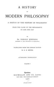 Cover of: A history of modern philosophy by Harald Høffding