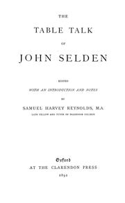 Cover of: table talk of John Selden | John Selden