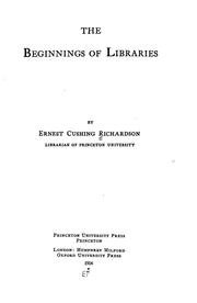 Cover of: beginnings of libraries