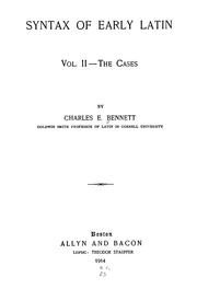 Cover of: Syntax of Early Latin ... by Charles E. Bennett