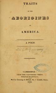 Cover of: Traits of the aborigines of America by Lydia H. Sigourney