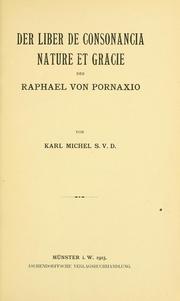 Cover of: Der Liber de consonancia nature et gracie des Raphael von Pornaxio