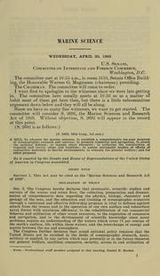 Cover of: Marine science by United States. Congress. Senate. Committee on Interstate and Foreign Commerce.