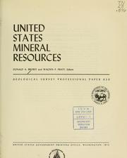 Cover of: United States mineral resources. by Donald Albert Brobst