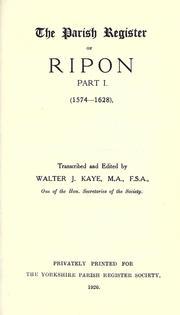 Cover of: The parish register of Ripon
