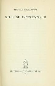 Cover of: Studi su Innocenzo III.