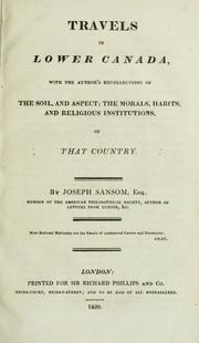 Cover of: Travels in Lower Canada by Joseph Sansom, Joseph Sansom