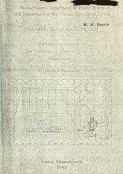 Cover of: A preliminary report on the geology of western cape Cod, Massachusetts by Kirtley F. Mather