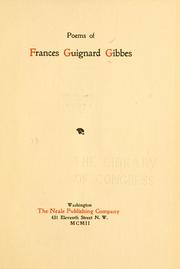 Cover of: Poems of Frances Guignard Gibbes.