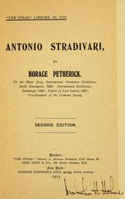 Cover of: Antonio Stradivari | Horace Petherick