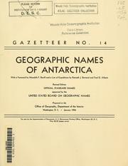 Cover of: Geographic names of Antarctica: official standard names approved by the U.S. Board on Geographic Names.