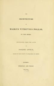 Cover of: The Architecture of Marcus Vitruvius Pollio: in ten books