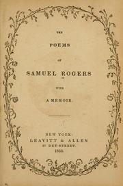 Cover of: The poems of Samuel Rogers by Samuel Rogers, Samuel Rogers