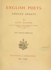 Cover of: English poets. by Joseph Gostwick