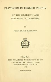 Cover of Platonism in English poetry of the sixteenth and seventeenth centuries