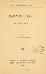 Cover of: Paradise lost (books I. and II.) by John Milton