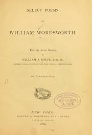 Cover of: Select poems of William Wordsworth by William Wordsworth