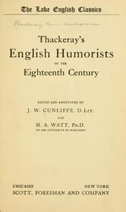 Cover of: Thackeray's English humorists of the eighteenth century