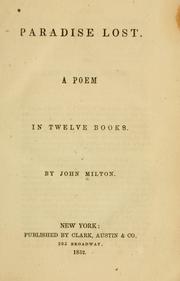 Cover of: Paradise lost. by John Milton