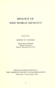 Cover of: Biology of New World Microtus (Special Publication)