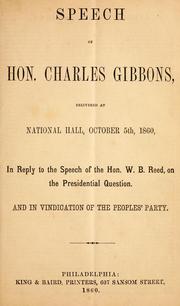 Speech of Hon. Charles Gibbons by Charles Gibbons