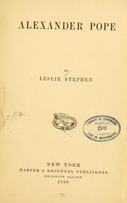 Cover of: Alexander Pope. by Sir Leslie Stephen