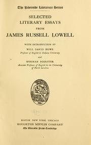 Cover of: Selected literary essays from James Russell Lowell