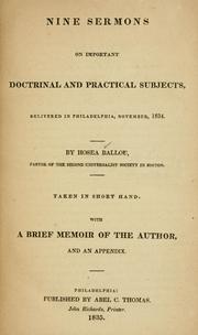 Cover of: Nine sermons on important doctrinal and practical subjects: delivered in Philadelphia, November, 1834