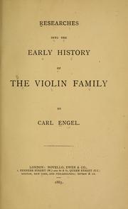 Cover of: Researches into the early history of the violin family
