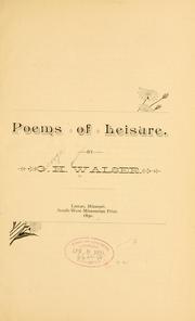 Cover of: Poems of leisure