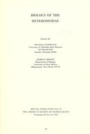 Cover of: Biology of the Heteromyidae