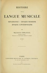 Cover of: Histoire de la langue musicale