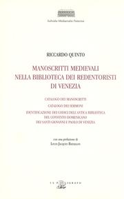 Cover of: Manoscritti medievali nella Biblioteca dei Redentoristi di Venezia (S. Maria della consolazione, detta "della Fava") by Riccardo Quinto