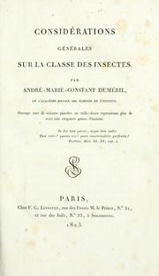 Cover of: Considérations générales sur la classe des insectes by C. Duméril