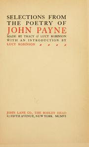 Cover of: Selections from the poetry of John Payne