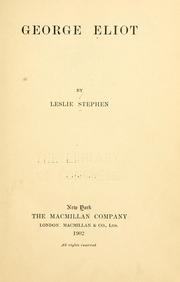 Cover of: George Eliot by Sir Leslie Stephen